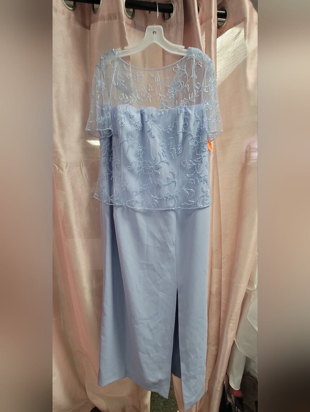 Unk Light Blue Embroidered Maxi Dress